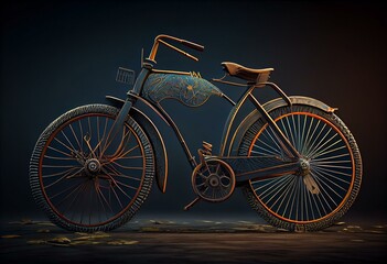 Fototapeta na wymiar 3d illustration of an old bicycle. Generative AI