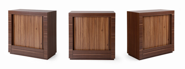 wooden cabinet shoe different angle isolated on white background 