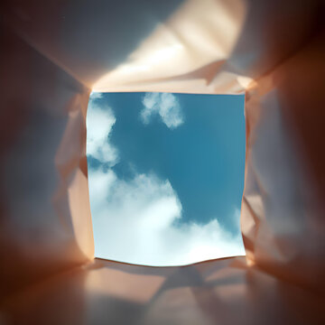 View Upwards From Inside A Shopping Bag Towards The Sky