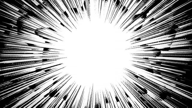 手書き風な漫画の集中線、爆発