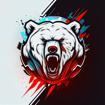 logo designs of polar bear. polar bear head. gaming logo. illustration of wildlife. AI generative