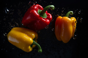 A black bowl of red peppers