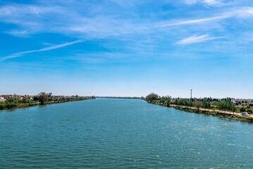 Obraz premium Ebro river through the Ebro Delta park in Catalonia; Spain