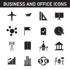 Collection of simple icons on the topic: business and office. Isolated on white background.