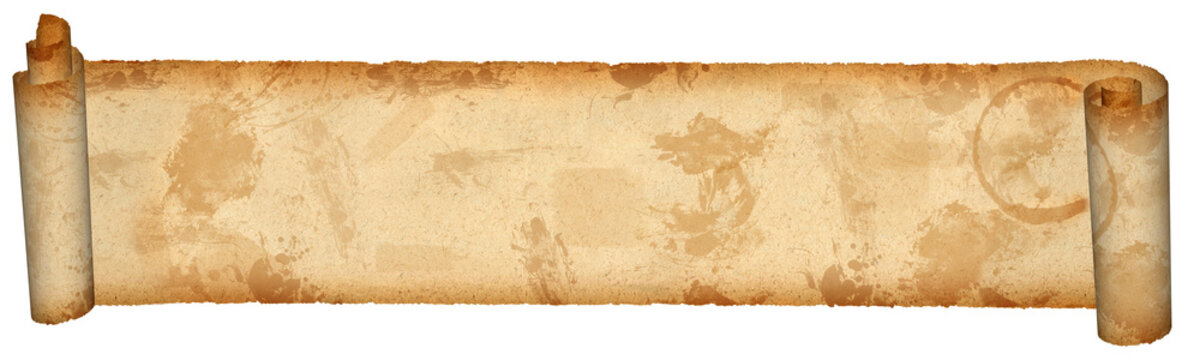 Abstract paper rolls of old, weathered grunge paper with plenty of space for text or copy.