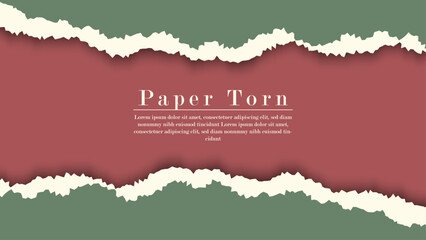 Modern Abstract Green Paper Ripped In Red Background Template
