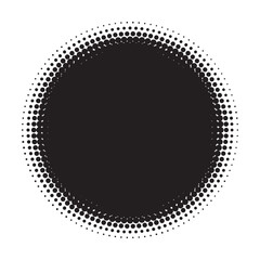 Dotted circular logo. circular concentric dots isolated on the white background. Halftone fabric design. Halftone circle dots texture. Vector design element for various purposes.