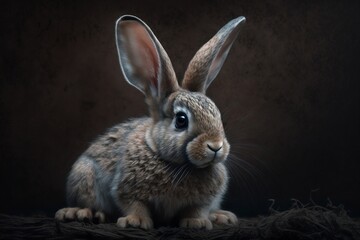 Rabbit illuminated by natural light to accentuate its features, Generative Ai