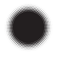 Grunge circle background. Halftone pixelated retro texture dot vector backdrop.