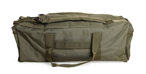 Army duffle bag isolated on white. Military equipment