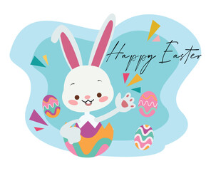 Obraz na płótnie Canvas bunny and easter eggs. happy easter day