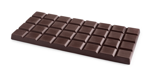 Delicious dark chocolate bar isolated on white