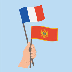 Flags of France and Montenegro, Hand Holding flags