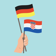 Flags of Germany and Croatia, Hand Holding flags