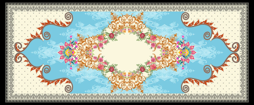 Indian Kurtis Digital Print Dupatta Design And Illustration Background