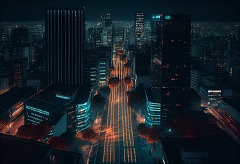 Fototapeta na wymiar city at night Generative AI