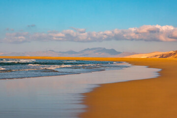 Beautiful Cofete Beach with golden sand on Fuerteventura, Spain - Canary Islands