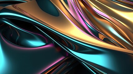 Abstract shapes and a metallic sheen  created with generative AI technology