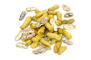 Boiled Peanuts on white background. isolated photo. 