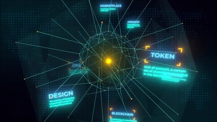 Big Data Visualization Animation With Connected Dots And Lines. Digital Information Process. Abstract Cyber Technology. 4K - Powered by Adobe