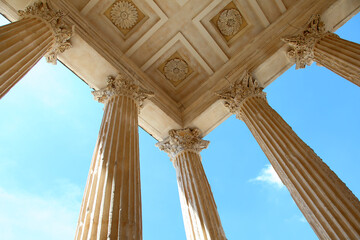 Fototapeta premium Low-angle view of an ancient building on a sunny day