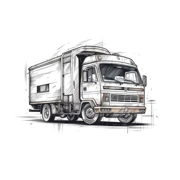 Truck On White Background Logo Digital Art. Generative AI