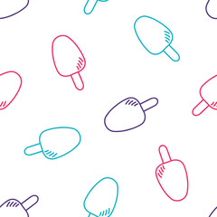 Seamless pattern with colorful outline ice cream