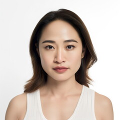 Fototapeta premium young asian woman isolated on white background, made with generative ai 