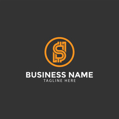 S crypto logo design template vector, Letter S crypto coin business logo
