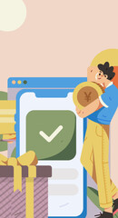 Sign in people flat vector concept operation hand drawn illustration
