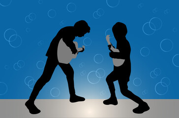 Boys with ukulele silhouettes