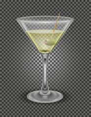 martini cocktail alcoholic drink glass vector illustration