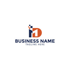 letter MD technology logo design template vector, MD creative logo design 