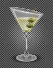martini cocktail alcoholic drink glass vector illustration