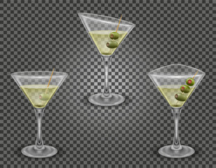martini cocktail alcoholic drink glass vector illustration