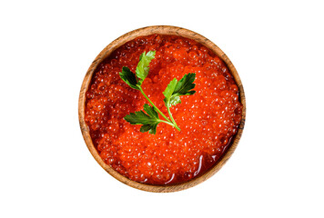 Sandwiches with salmon red caviar.  Isolated, transparent background