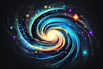 Obraz premium vibrant and dynamic swirl with twinkling stars set against a dark backdrop. Generative AI