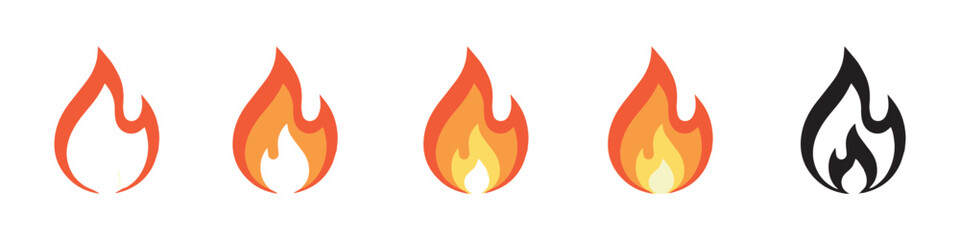 Fire flame logo design. Fire flame icon. Fire symbols. Vector illustration. Vector Graphic. EPS 10