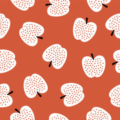 Brown seamless pattern with apples