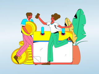 Sign in people flat vector concept operation hand drawn illustration
