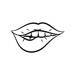 Sexy black bite lips sign icon vector illustration