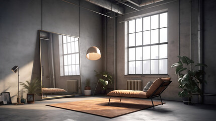 living room with flowers in vase and elegant personal accessories. generative ai.