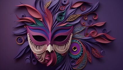 Fototapeta na wymiar Brazilian carnival party mask. AI generated