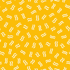 Yellow seamless pattern with white tiny wavy lines