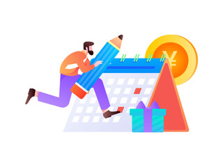 Sign in people flat vector concept operation hand drawn illustration
