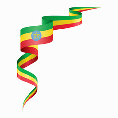 Ethiopian flag wavy abstract background. Vector illustration.