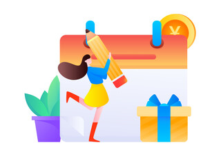 Sign in people flat vector concept operation hand drawn illustration
