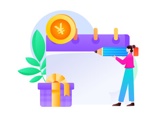 Sign in people flat vector concept operation hand drawn illustration
