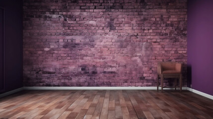 room mockup with purple brick wall. generative ai.	