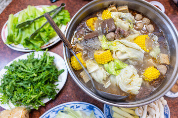 Taiwanese cuisine ginger duck soup hot pot